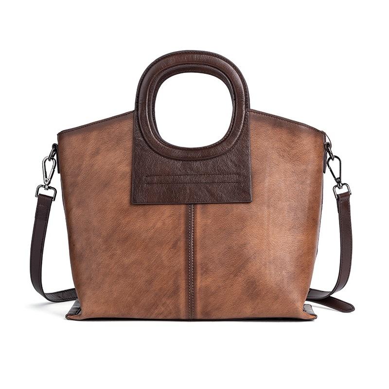 Vintage Embossing Handbags Genuine Leather Ladies Shoulder Bags for Women Ladies Crossbody Bags Purse