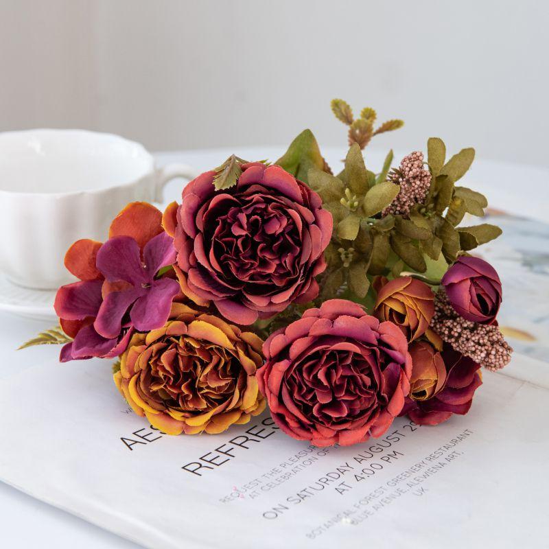 Искусственные цветы Фестивальная гирлянда Свадьба Сад Роза Бутон Арка Искусственный букет пионов brialВаза КомнатаДомашнее украшение Шелковая гортензия