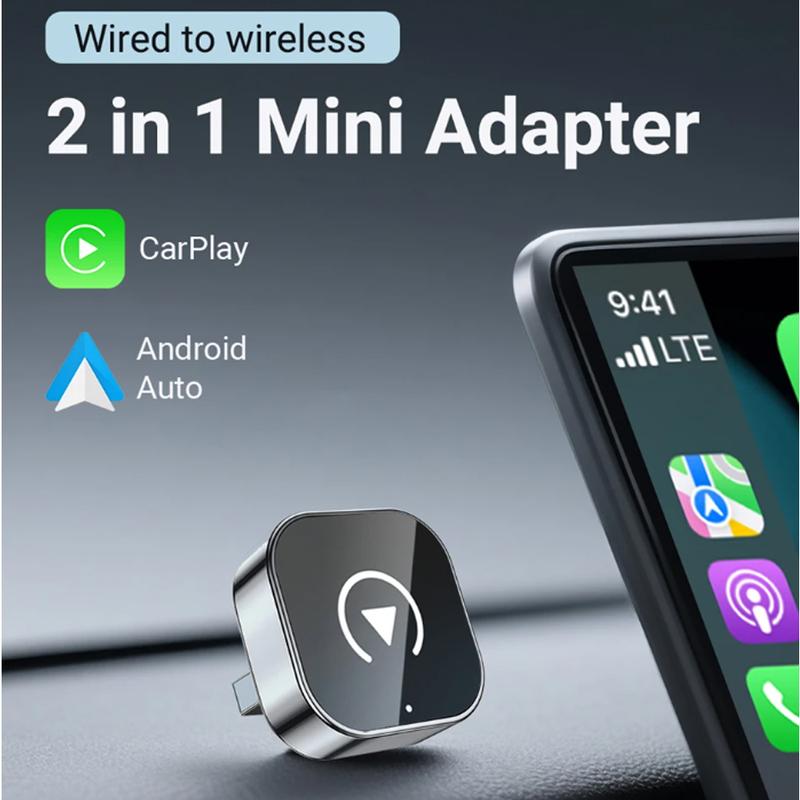 USB 2 в 1 Беспроводной адаптер CarPlay Подключи и работай Автоматическое подключение Без задержек Преобразует проводной в беспроводной Совместим для iPhone Android