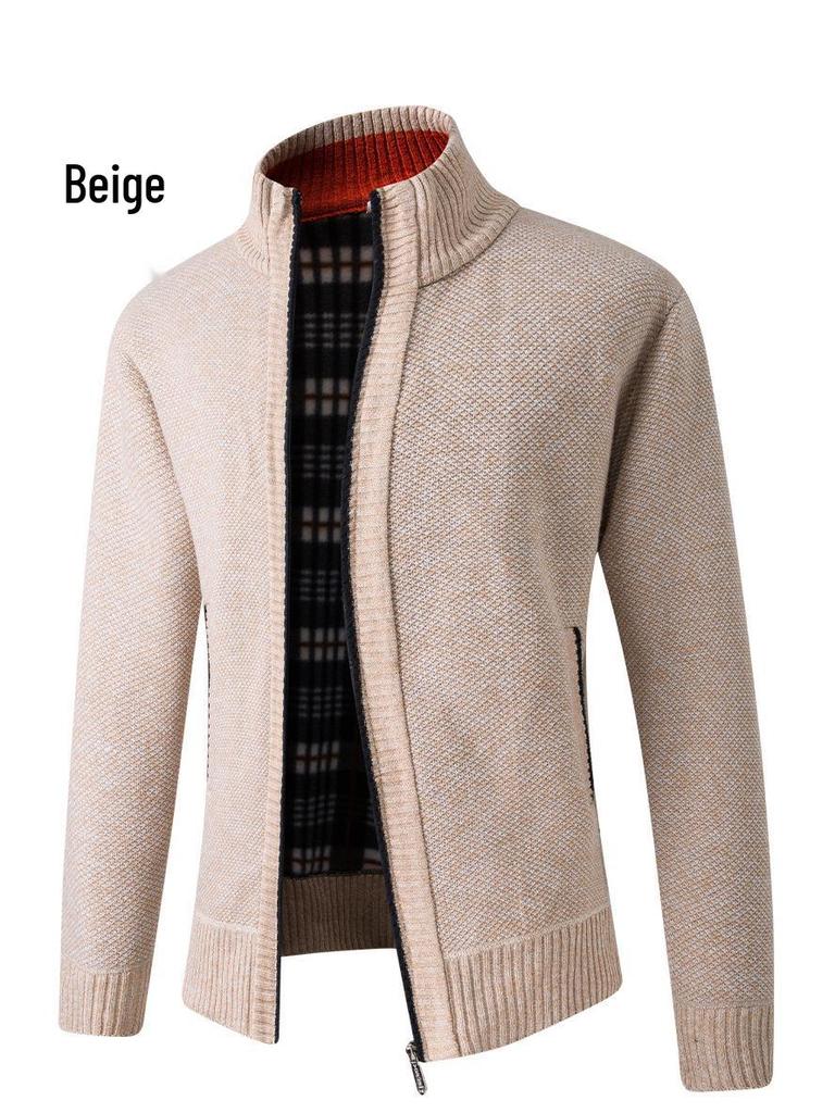 Мужской европейский кардиган с длинными рукавами из толстой вязки - повседневный спортивный стиль для улицы