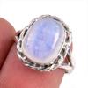 Подарочное кольцо из чистого серебра 925 пробы с натуральным радужным лунным камнем S.6 H9N03