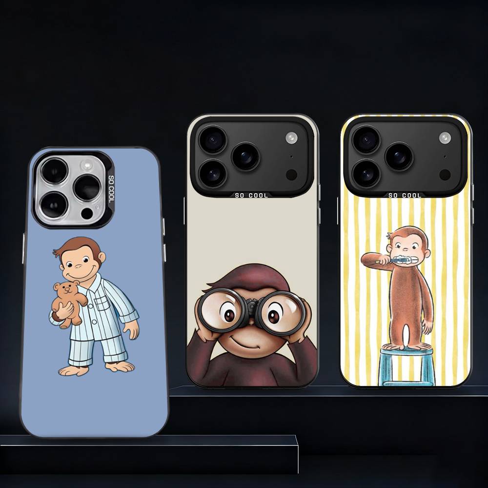 Mokey G-GeorGes Cute For iPhone 17,16,15,14,13,12,11,Pro,Max,Plus,E,Air,Mini Anti Fall Black Matte Hard Bumper Phone Case