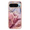 YB IMD Series-17 Style-E For Google Pixel 9/Pixel 9 Pro TPU Case Electroplating Kickstand Marble Pattern Cover