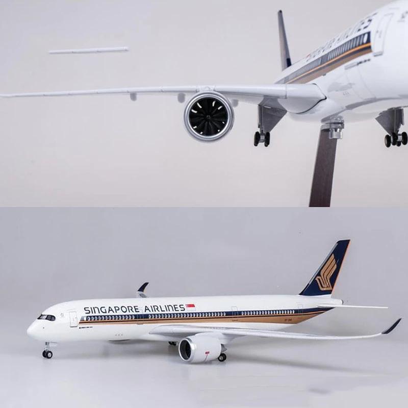 47см Singapore Airlines A350 Симуляция Гражданский Авиалайнер Модель Самолета Airbus Масштаб 1:Коллекционный подарок 142 с колесным светом