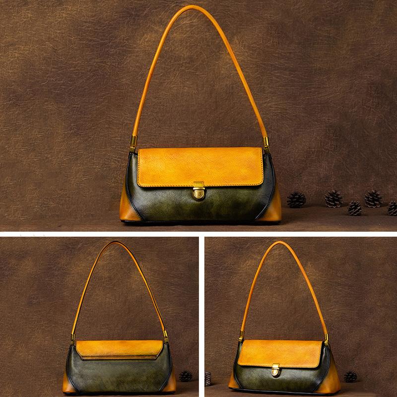 Ретро сумка-багет, повседневная женская сумка-тоут, модная изысканная сумка из натуральной кожи для женщин, сумка подмышками