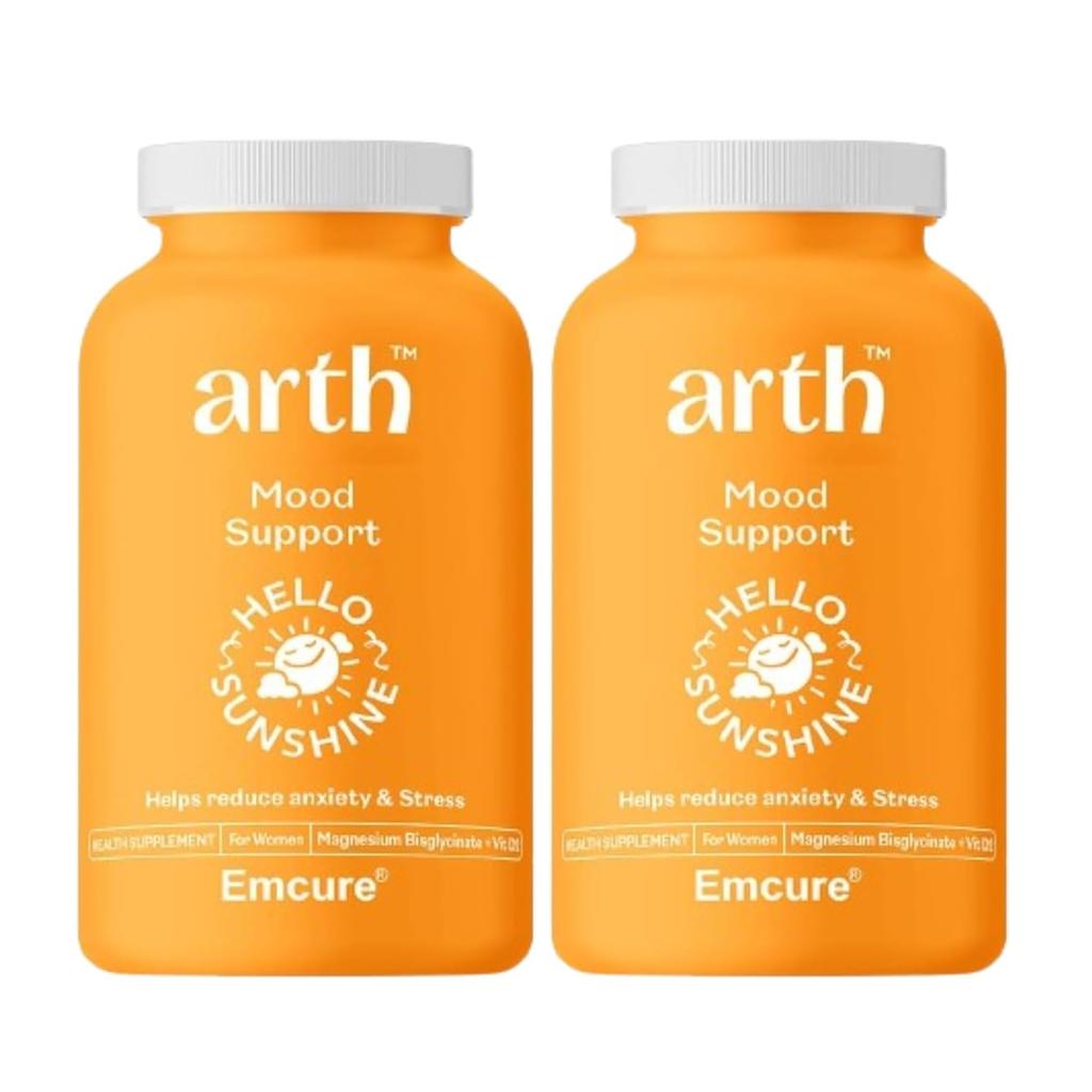 Arth Mood Support 60-дневная добавка с бисглицинатом магния и витамином D2 для снятия тревожности (30 таблеток x 2)