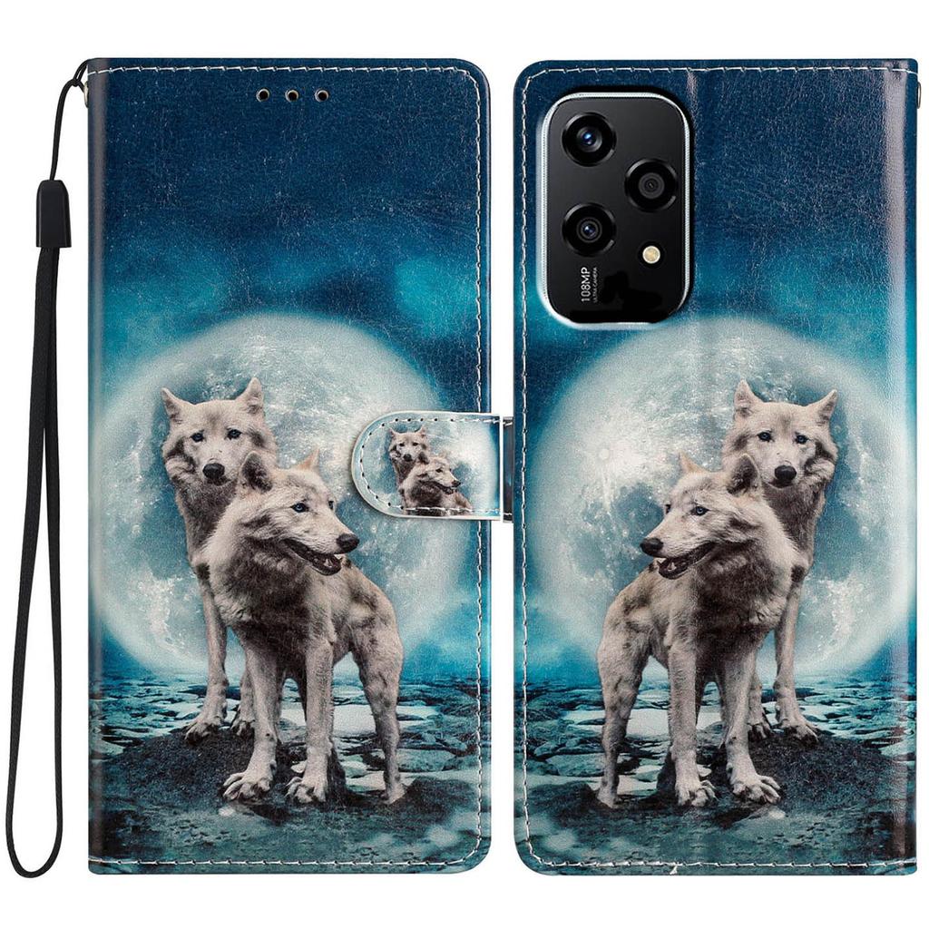 Для Honor 200 Lite Чехол-кошелек из ПУ кожи с печатным рисунком, подставка, чехол для телефона с ремешком