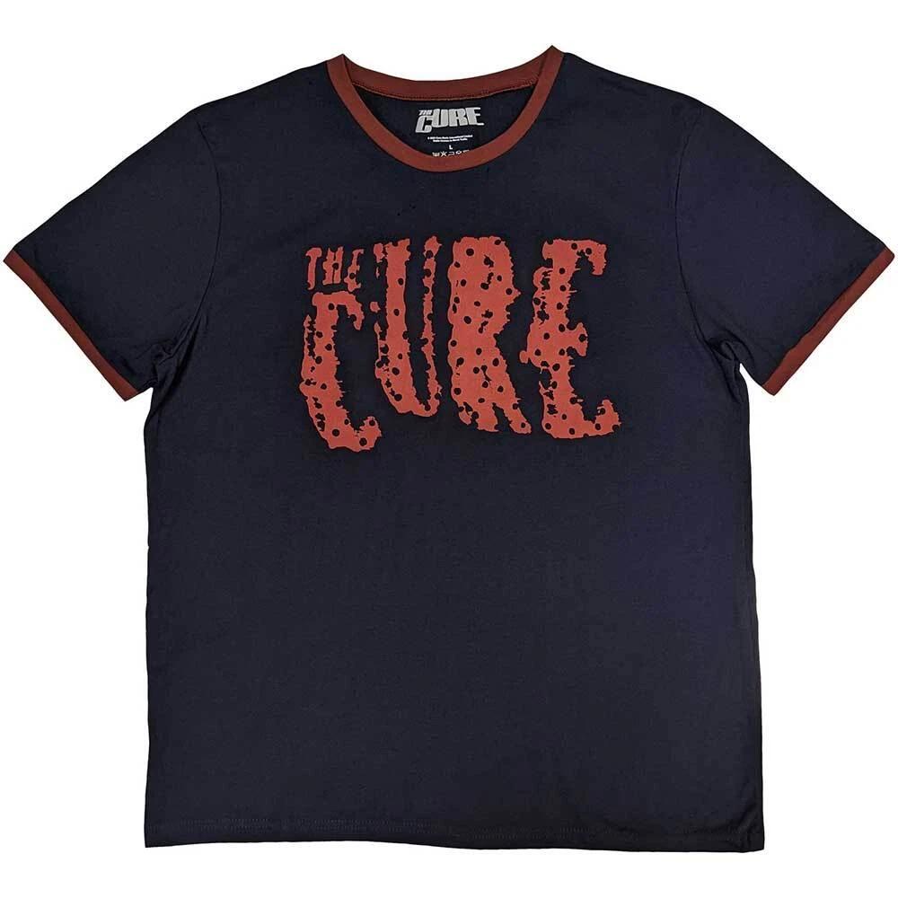Футболка с полосками по краям The Cure 'Logo' темно-синяя - НОВАЯ