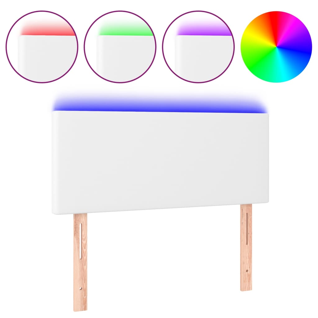 Vidaxl Zagłówek Do Łóżka Z Led, Biały, 90X5X78/88 Cm, Sztuczna Skóra