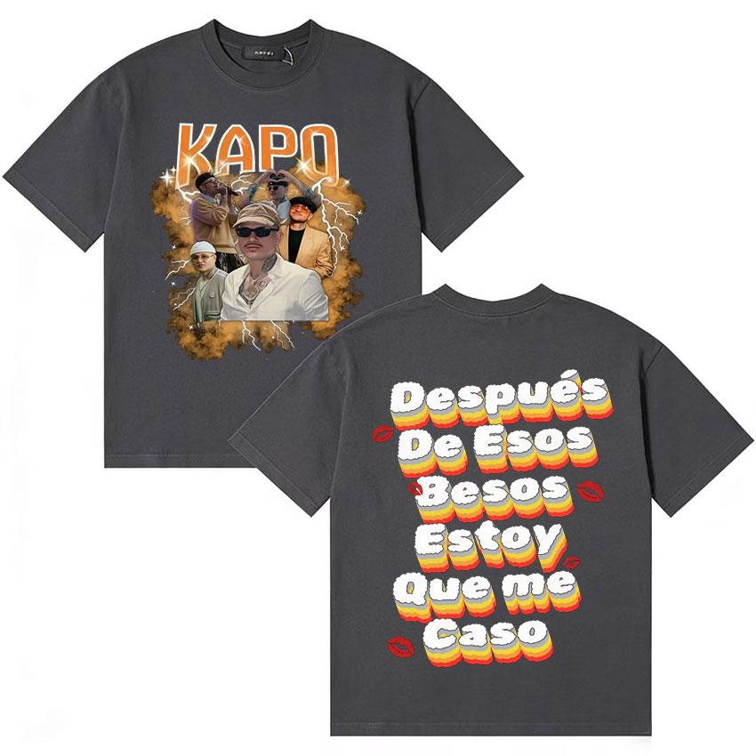 Rapper Kapo Letters Print Retro T Shirts Unisexs Womens Fashion Short Sleeve Tshirt Comfort TShirts High Street Crewneck Clothing