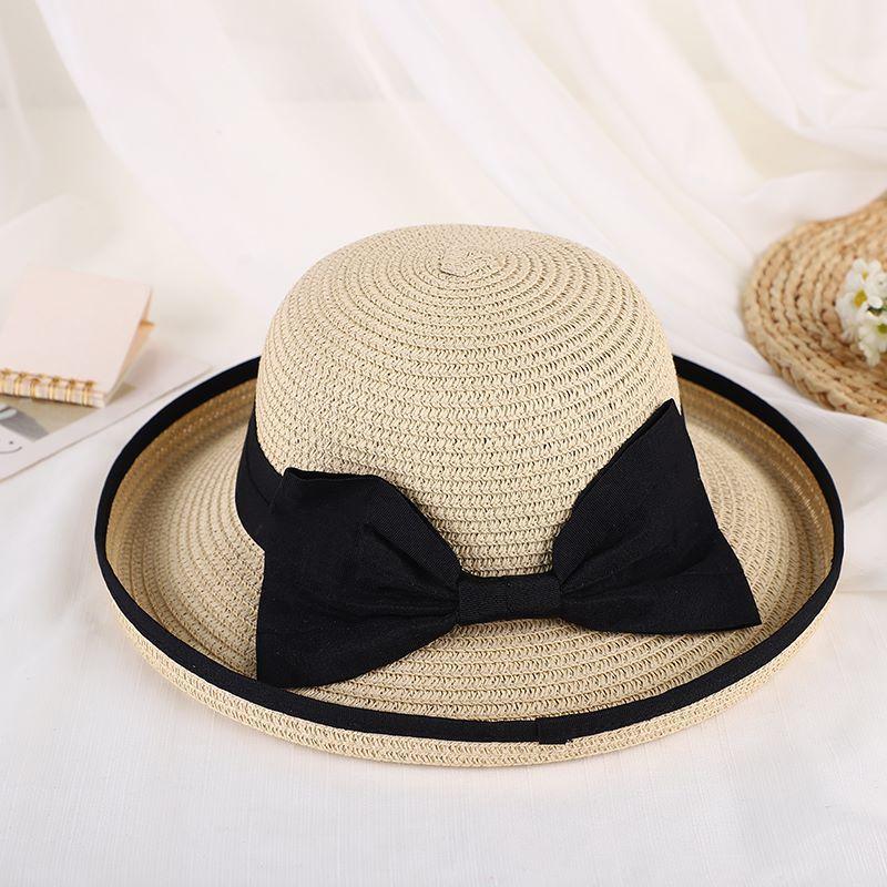 Шляпа-визор с бантом-звездой, плетеная, женская, летняя, универсальная, для путешествий, элегантная, пляжная, защита от солнца
