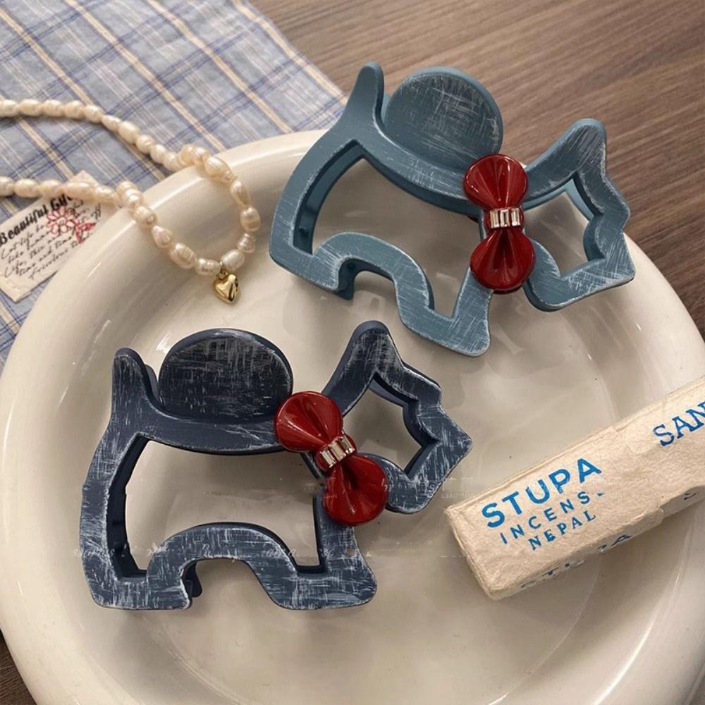 Hairpin Hollow Puppy Hair Grab Animal Red Bow Shark Clip Sweet Cartoon Hair Claw Streetwear