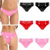 Women's Wet Look Patent Leather Booty Shorts Low Waist Zipper Crotch Briefs Panties Hot Pants