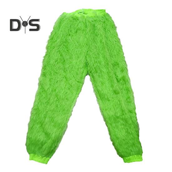 1 Set Christmas Costume Includes Top Pants Hat Belt Gloves And Shoe Cover Green Cartoon Furry Animal Cosplay Santa Performance Drama Stage Opera