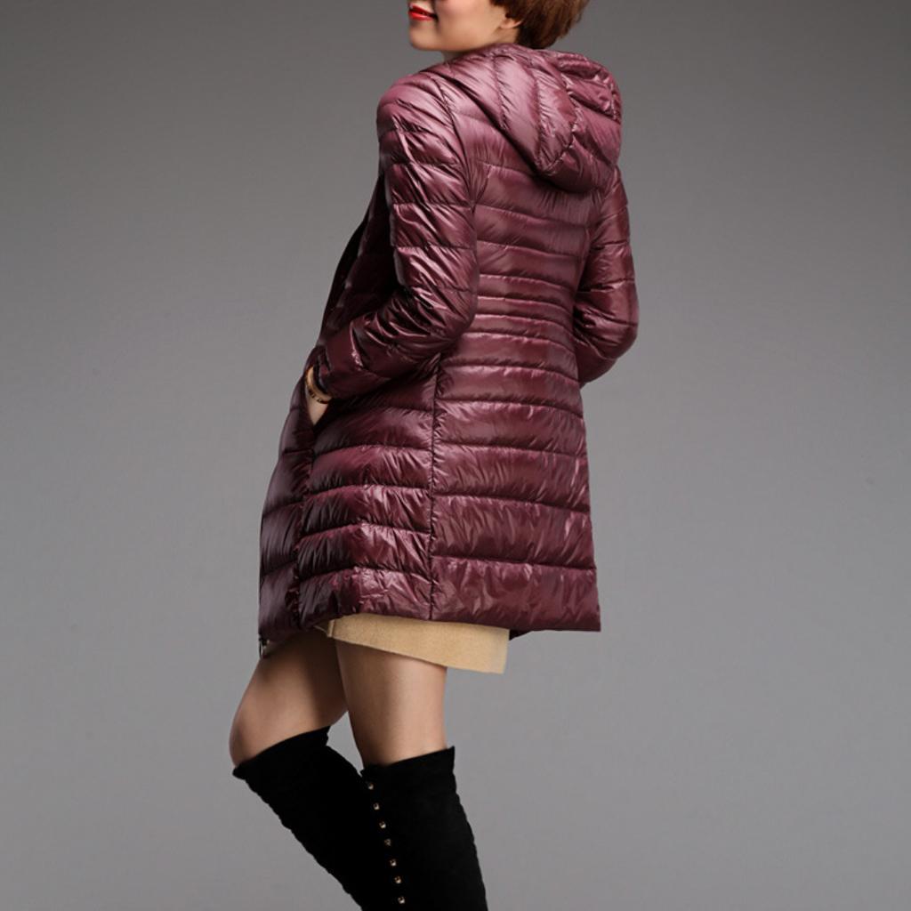 Spring and Autumn Hooded Down Jacket Plus Size Thin Slim Fit Mid-length Women's Jacket S-7XL Women