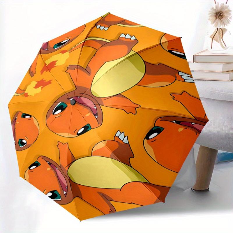 1pc Charmander Pattern Automatic Open Umbrella - 8-Rib Compact Foldable Design, Durable Fabric for Casual & Fashion Use, 074
