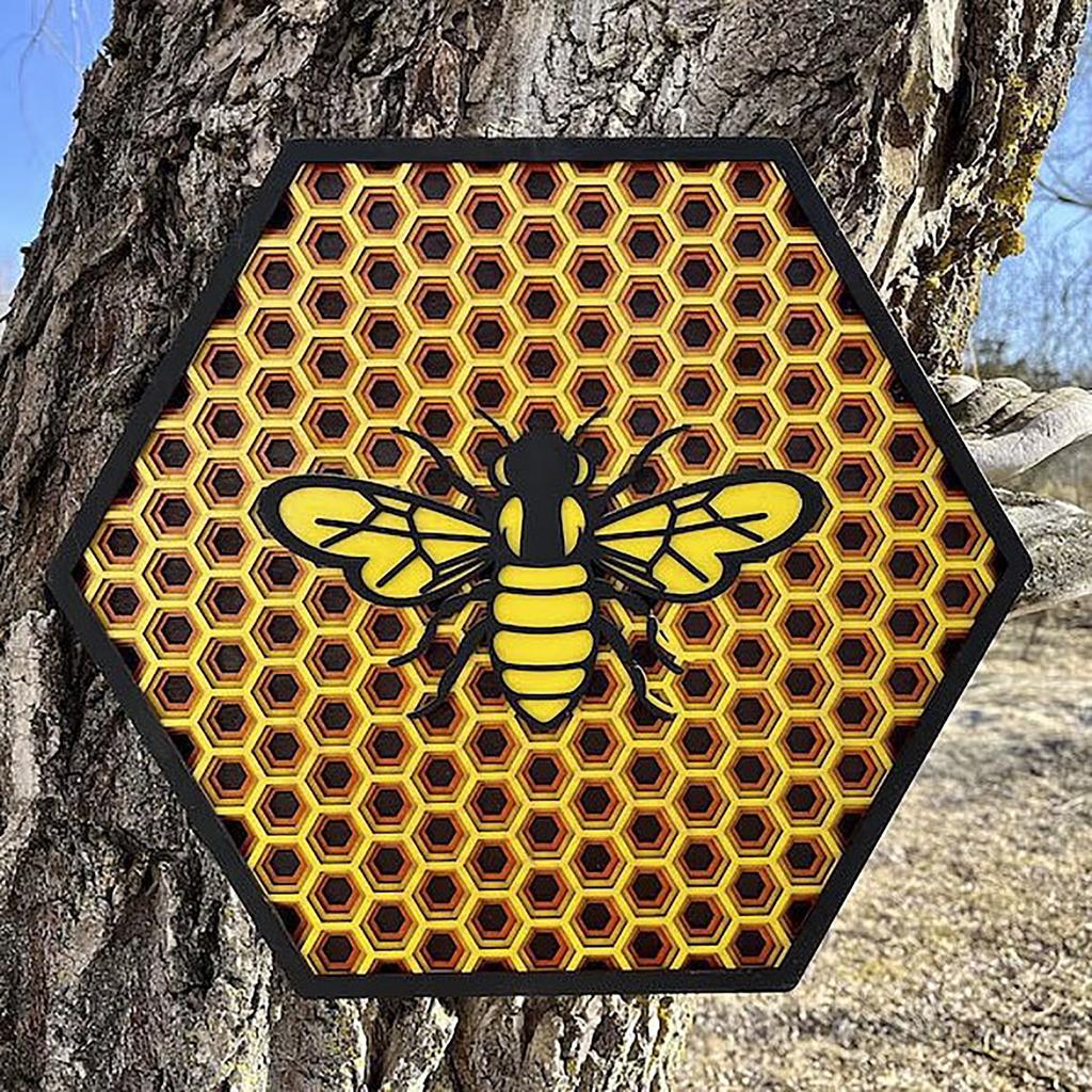 Bee Festival Wooden Sign Three-dimensional Multi-layer Wooden Ornaments Bee Festival Door Sign Wooden Sign Decoration