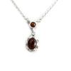 [N2801] - Cognac Amber 'Inspiration' Silver Necklace (rhodium-plated) - 22x10 Mm