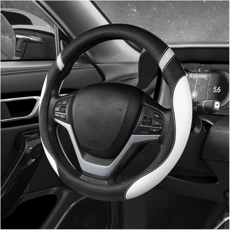 Car Steering Wheel Cover, 15 Inch Premium Leather Breathable Non-Slip Wheels Wrap, Universal Auto Comfortable Steering Wheel Protector For SUV Truck