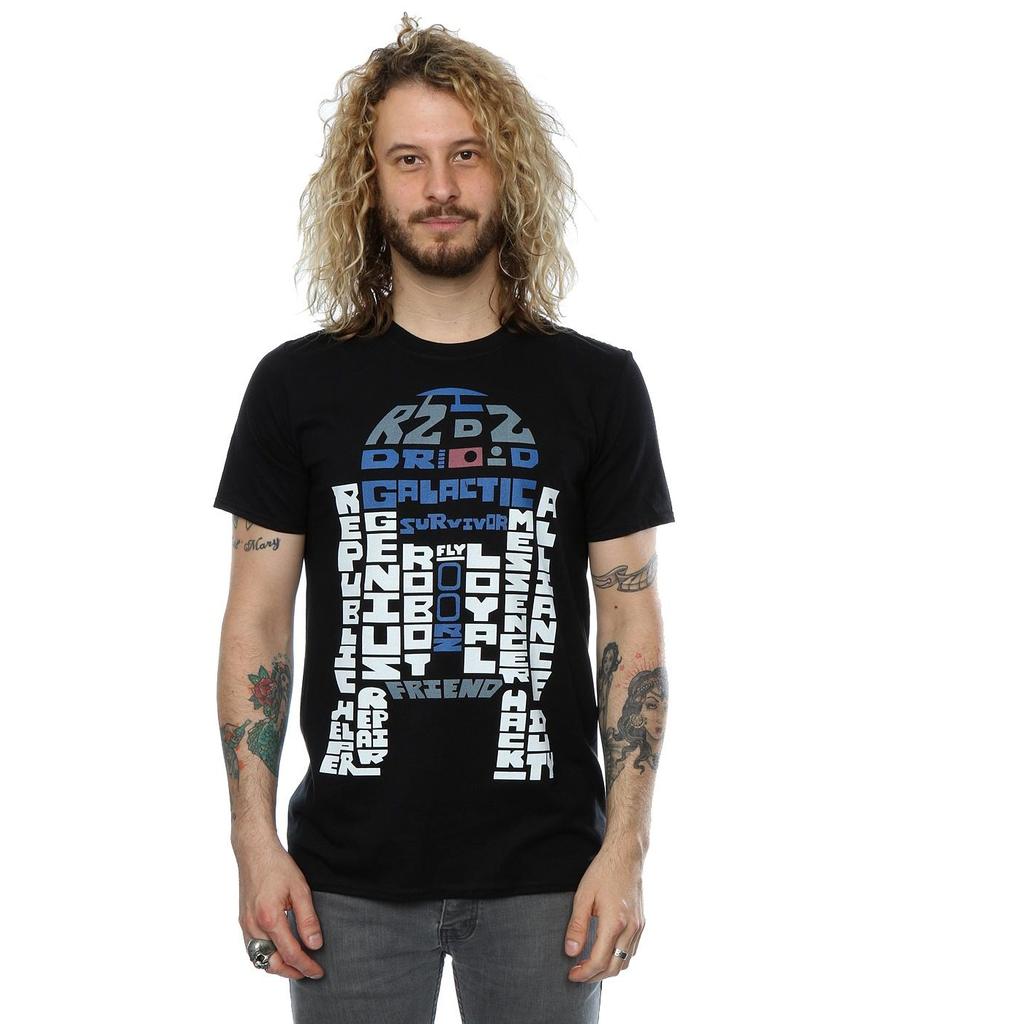 Star Wars Mens R2-D2 Text Head T-Shirt
