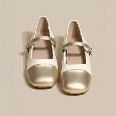 Туфли женские Мэри Джейн на толстом каблуке, маленькие кожаные туфли с толстой подошвой, осенние новые простые женские туфли с неглубоким носком 2024 года