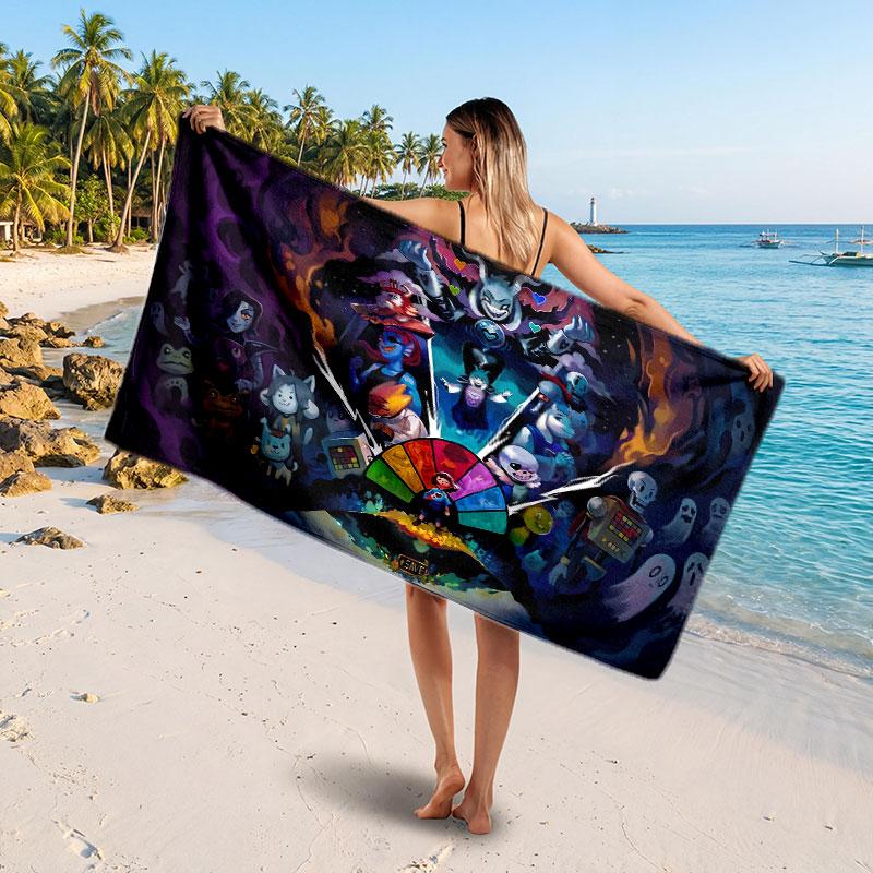 Large Beach TowelUndertale Soft Absorbent Towel Beach Bath Home Use