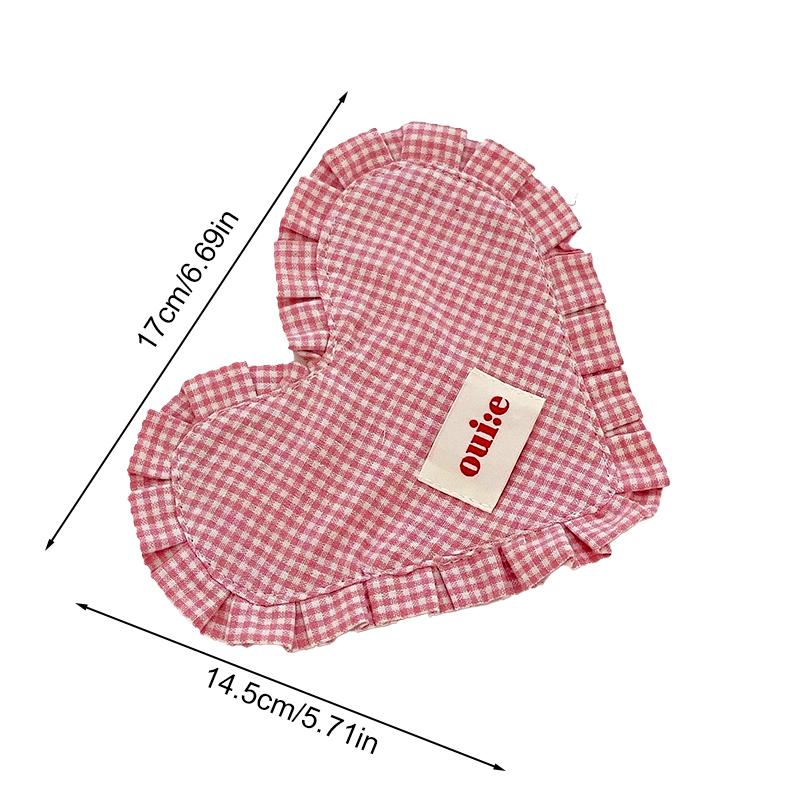 1Pc Checkered Placemat Korean Background Cloth Ins Gourmet Photography Sweet Heart-Shaped Coaster Desktop Decoration
