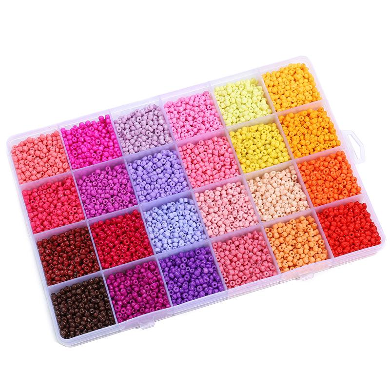 24 Grid Millet Beads Set Box 3 Color Collision System Glass Rice Beads Handmade Diy Making Beads Bracelet Necklace Jewelry Accessories Lovely Colour
