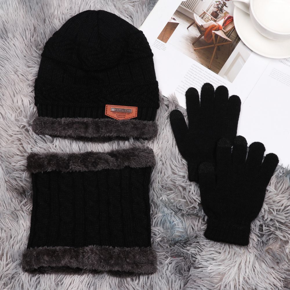 Mens Girl Knitted Winter Warm Neck Warmer Beanie Hat Hat Scarf Gloves Set And Neck Scarf