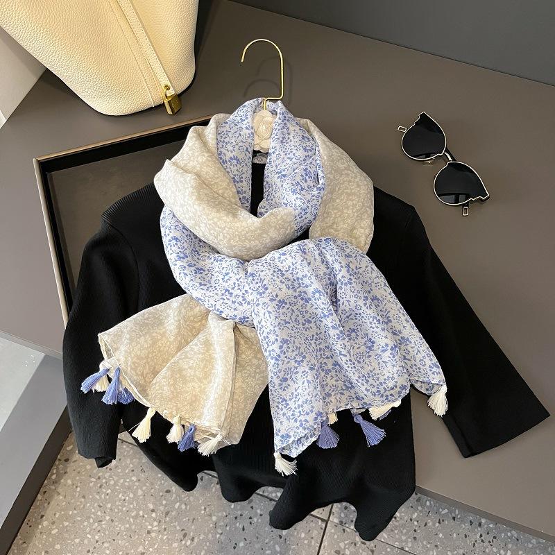 Осенний вискозно-хлопковый шарф Ацтекский Пейсли Цветочный платок шаль накидка Женские тонкие шарфы Мода кисточки Пашмина Высокое качество Фуляр