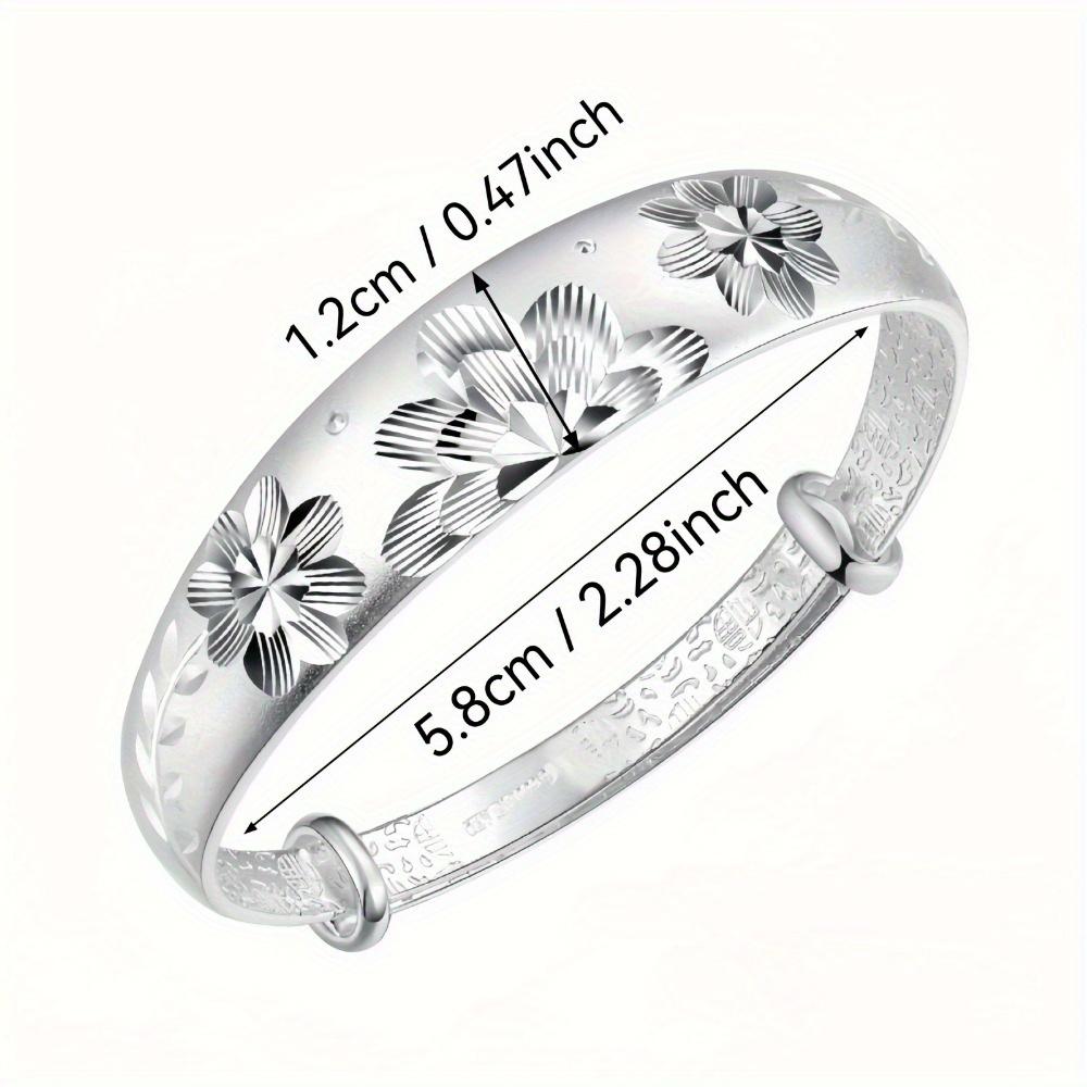 sterling silver bracelet for women, push-pull style, mother's design, adjustable