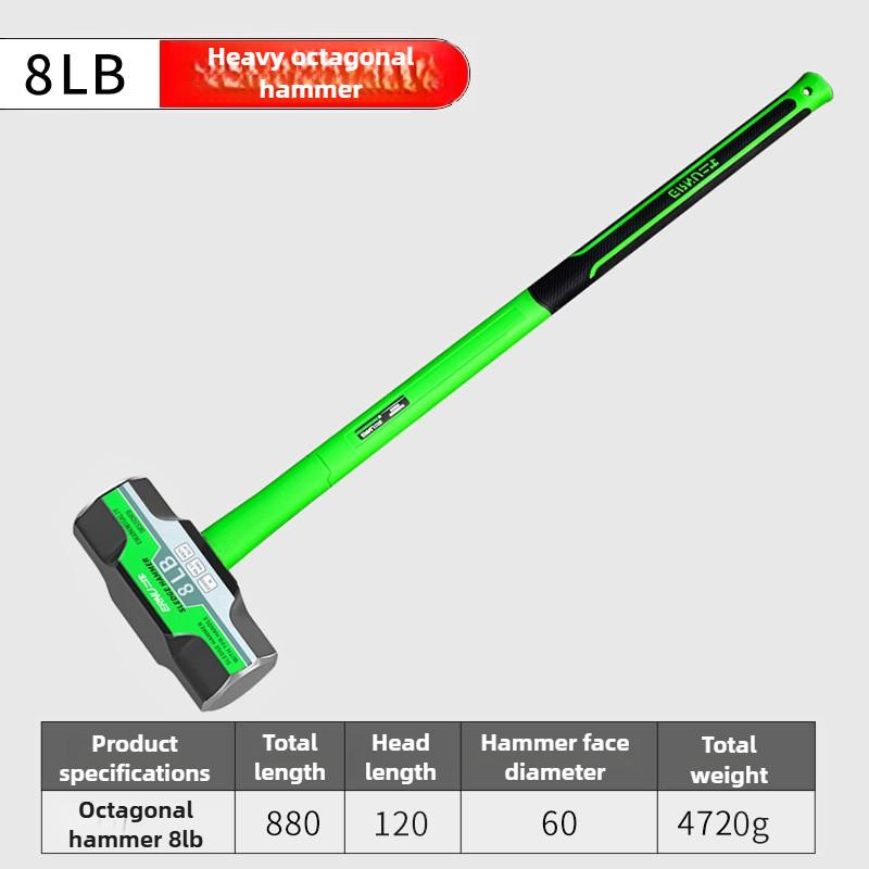 2LB-12LB Sledge Hammer Heavy Duty Octagonal Hammer Multi-functional Construction Wall Remover Hammers High Carbon Steel Tools