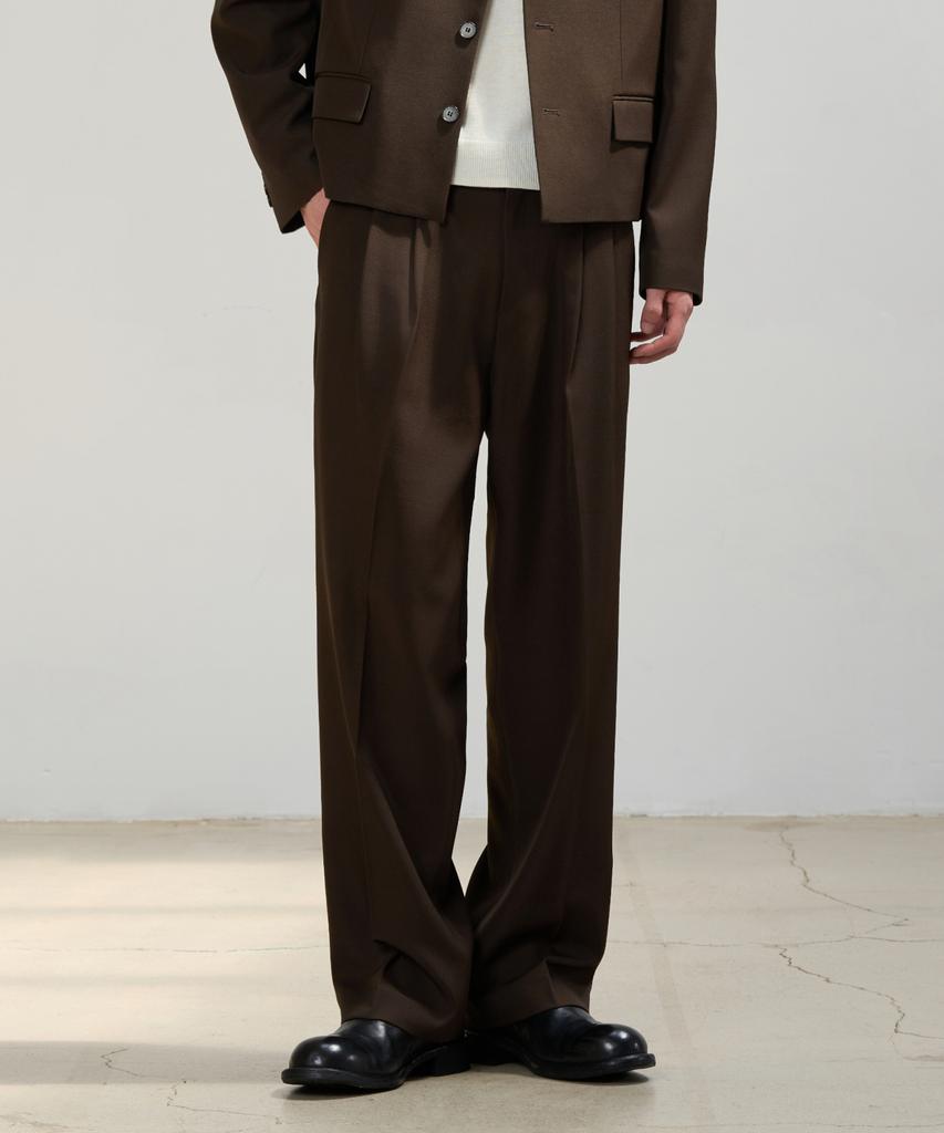 HYOJI Double-Pleat Semi-Wide Slacks (All Seasons, Summer - 8 Colors) (Type B)