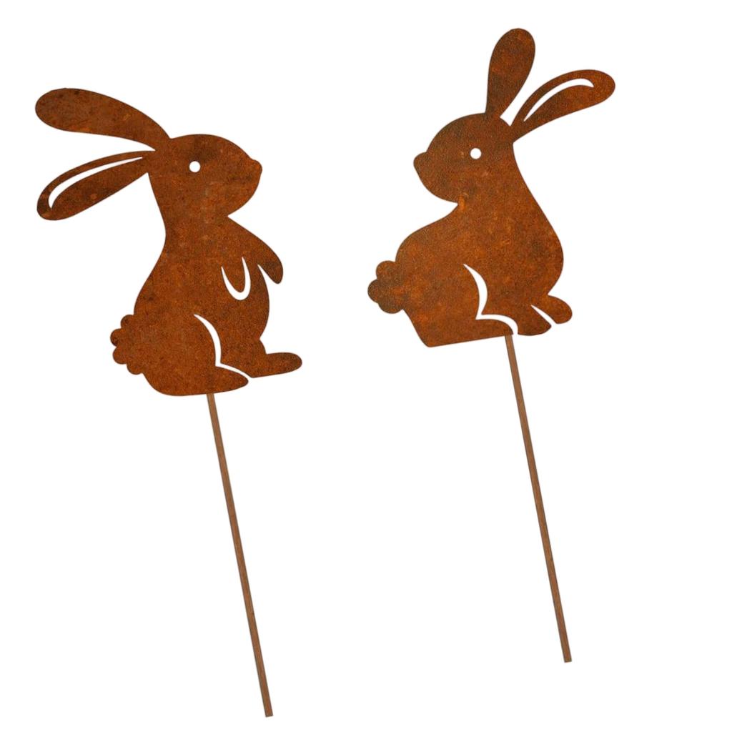 Статуя ржавого кролика, Ржавые фигурки в форме кролика, Растение для внутреннего и наружного скульптурного декора