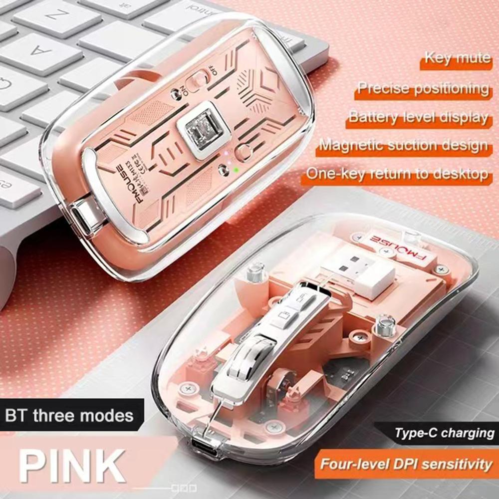 Беспроводная прозрачная мышь Трехрежимное подключение Прозрачные режимы Мышь с регулируемым разрешением Улучшенная мышь