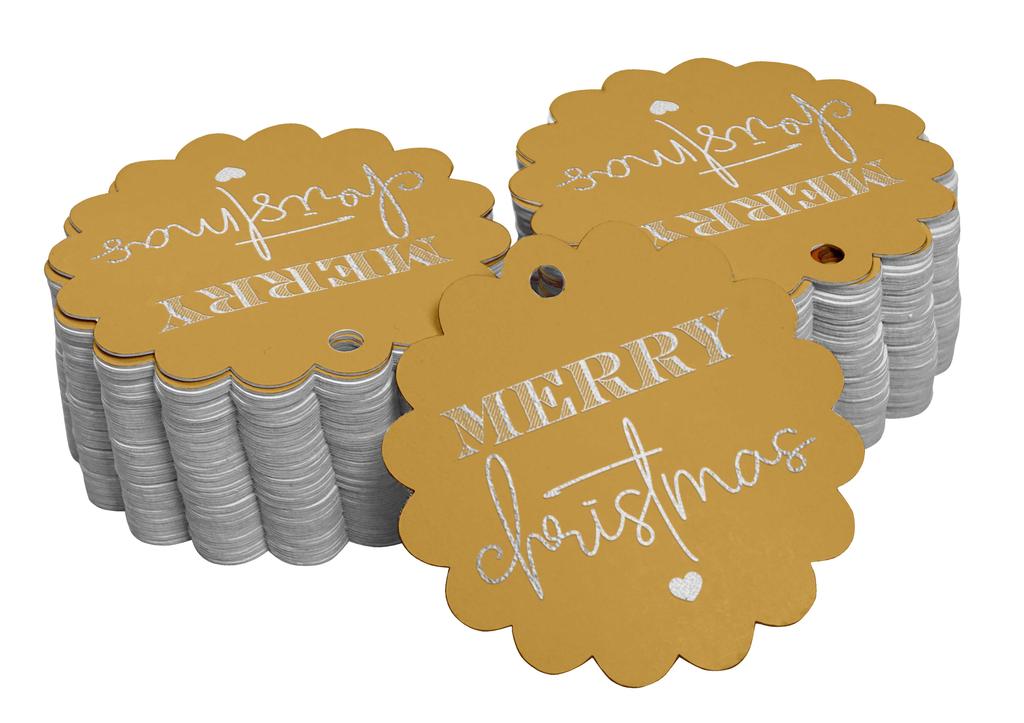 Inkdotpot Real Gold Foil Merry Christmas Tags Favor Hang Paper Tags 100