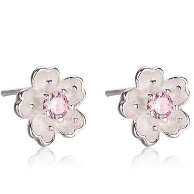 Серьги Sakura Sakura из платины 925 пробы для подарка на металл гипоаллергенный [Glam Jewelry] Женщины, Цветок, Отделка, Серебро, Цирконий, Женщины, Популярный,