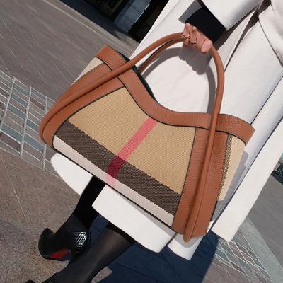 Новая высококачественная сумка из коровьей кожи в клетку с одним плечом и большой вместимостью