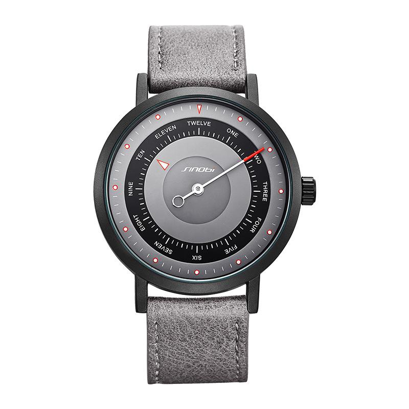 Trendy Men's Fashion Watch Creative Waterproof Wristwatch Casual Leather Strap Quartz Watch for Men