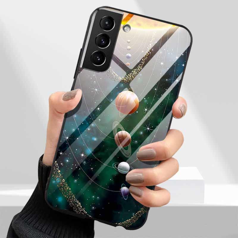 Чехлы из закаленного стекла для телефонов Samsung Galaxy S21 FE S20 S22 Plus Ultra 5G S 21 22 23 24 S23 S24 S24FE Cover Жесткий задний корпус из ПК