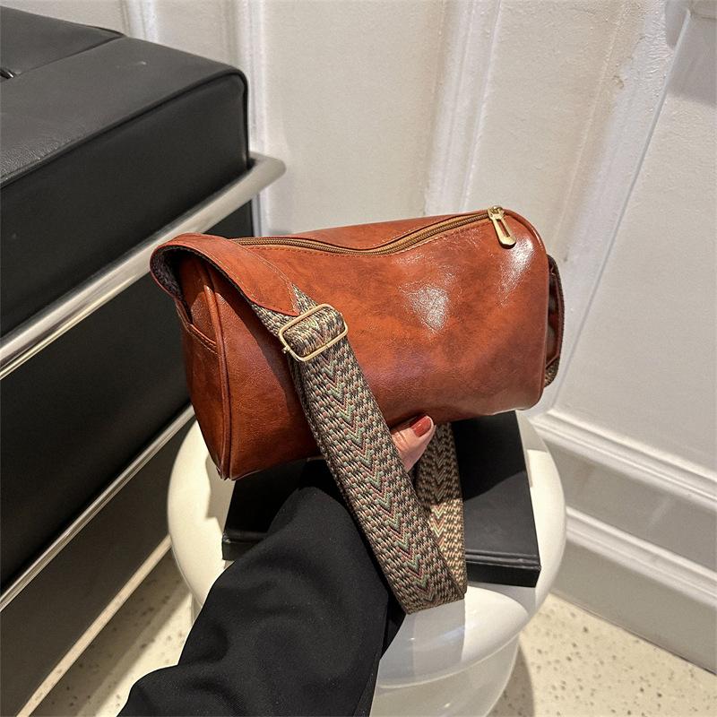 Vintage PU Leather Boston Crossbody Bag Women Small Handbag and Purse Fashion Designer Female Casual Travel Pillow Shoulder Bag