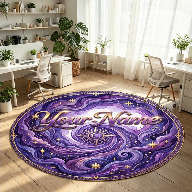 Mandala Ornament (379) Theme Round Crystal Velvet Rug Custom Name Text Personalized Floor Mat Home Decor Non Slip Crystal Carpet