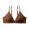 Solid Removable Padding Triangle Bra Women Underwear Chocolate QF6758-210