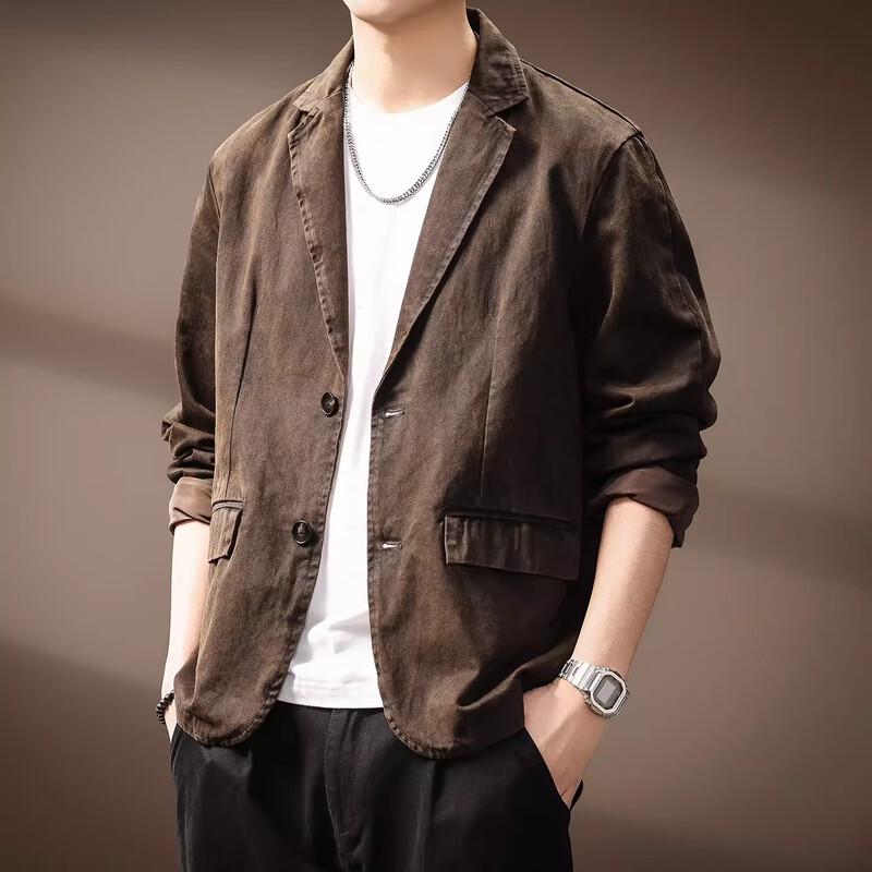 Мужской блейзер в американском ретро стиле с вырезом на лацкане