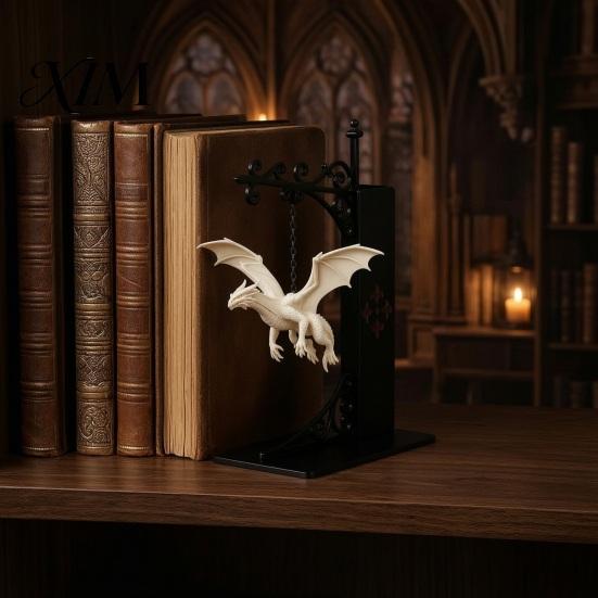 Unique Dragon Decor for Office Flying Bookshelf Light, Decorative Bookend Light & Desk, Sturdy Book Dividers Sculpture Support, Heavy Duty Organizer