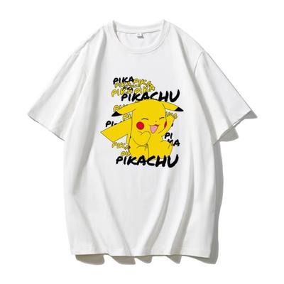MINISO Футболка с принтом Пикачу, с коротким рукавом, для мужчин и женщин, хлопок, круглый вырез, повседневная и модная, с коротким рукавом