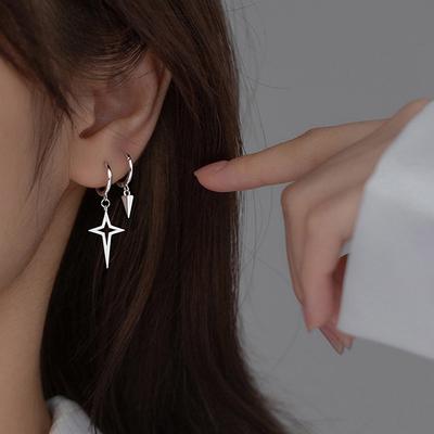 Серебряные серьги модные асимметричные серьги-кольца с крестообразным конусом для женщин ювелирные изделия