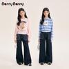 BARRY BANNY Girls' Loose Wide-Leg Denim Pants
