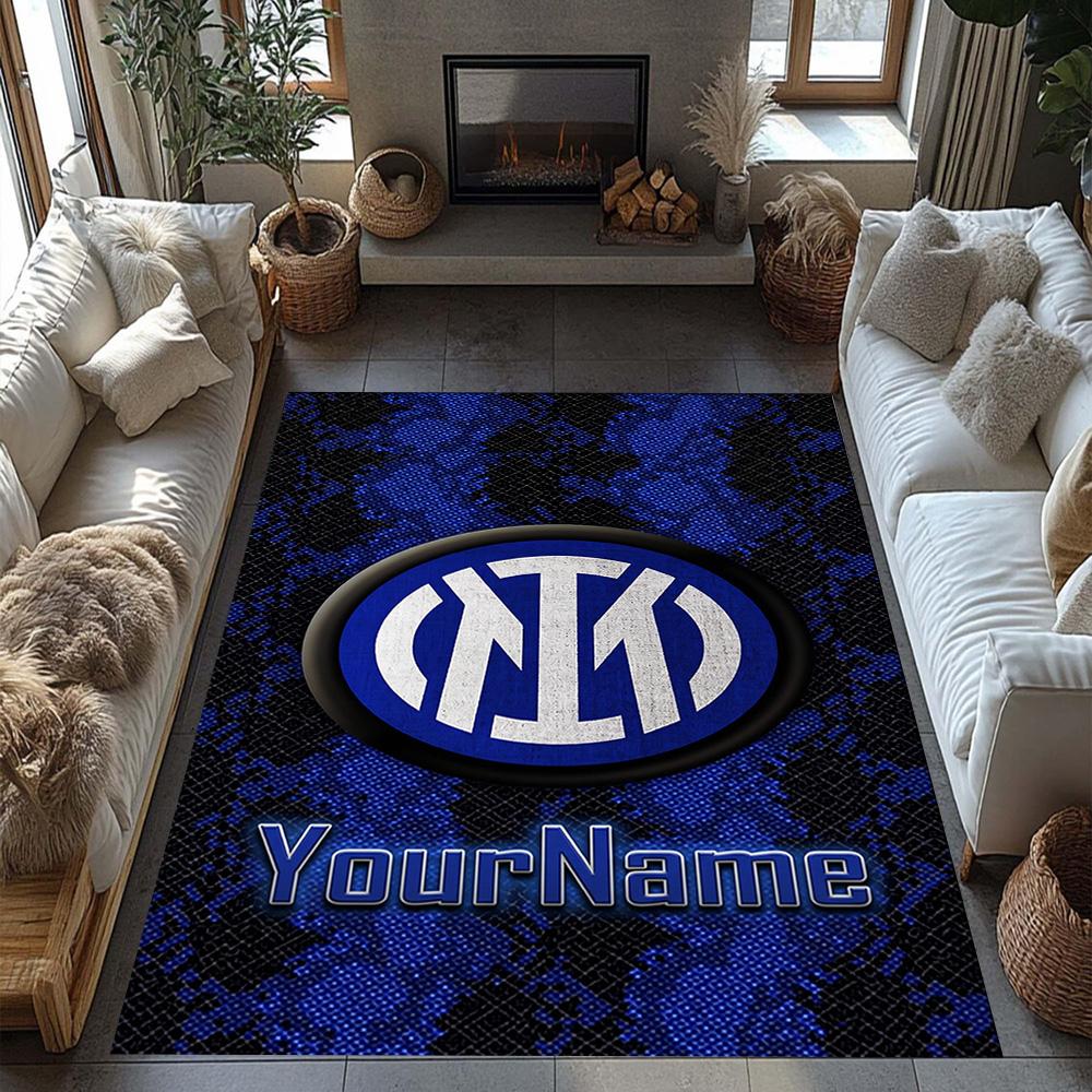 Inter Milan Customizable Name Area Rug Design for Playrooms Foyer Decorate room Living Rooms Anti-slip Rug Decorate Offices Gift for Festivals