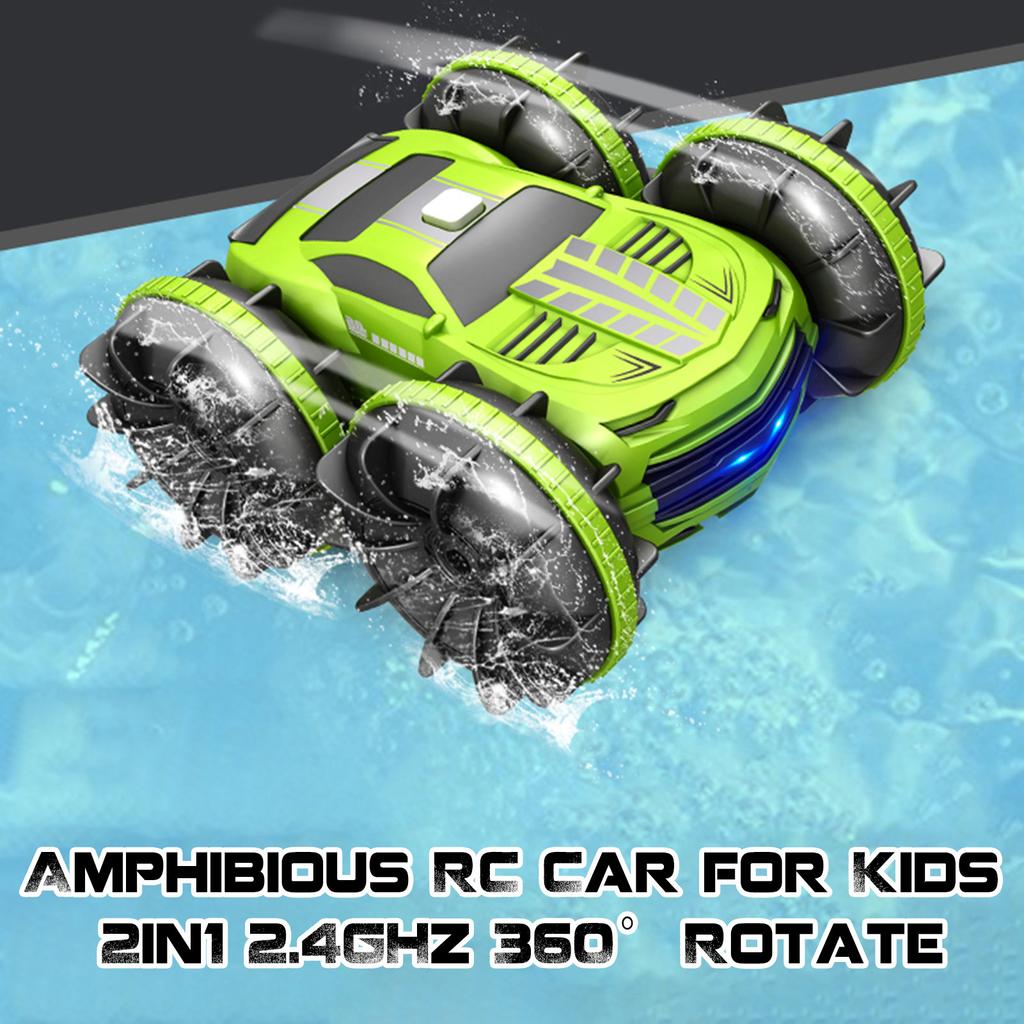 RC Stunt Car Doublesided Car Amphibious RC Car for Kids 2 In 1 RC Boat 2.4GHz 360 Degrees Rotate All